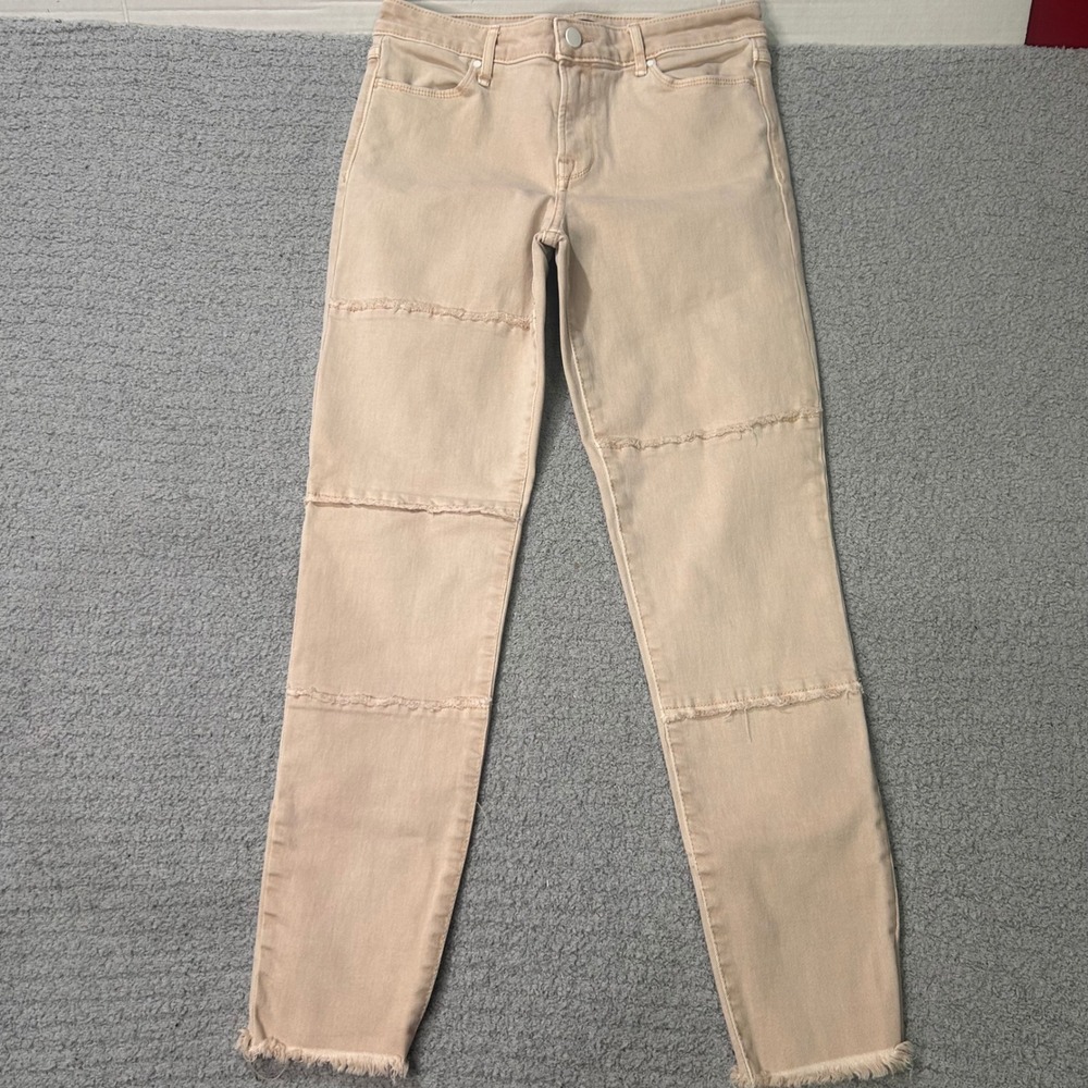 Abercrombie & Fitch Skinny Jeans VTG 2000s‎ 27/4R Peach Tan Frayed Hem Raw Seam